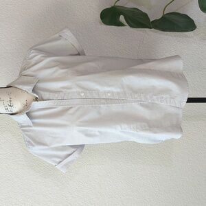 Women's L Liz Claiborne Pinstripe Short Sleeve Blouse